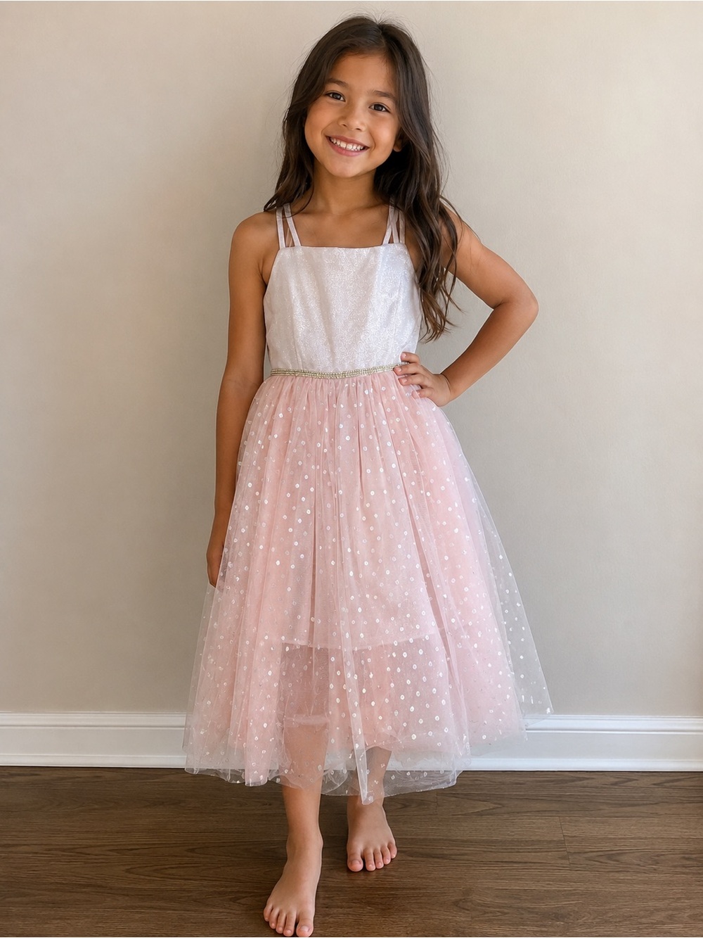 Blue Gorgeous Pink Sparkle Tulle Party Dress